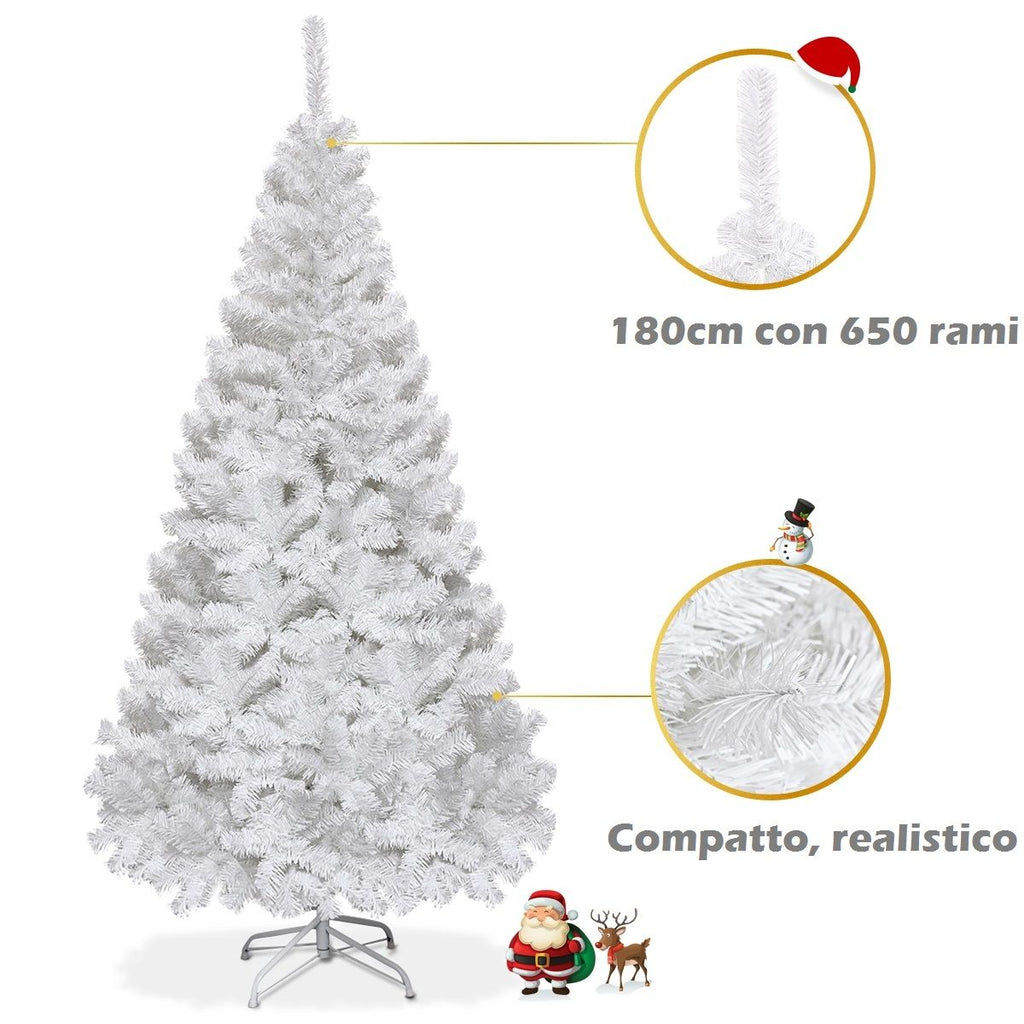 White artificial Christmas tree 6ft (180cm) with metal stand, photo 9