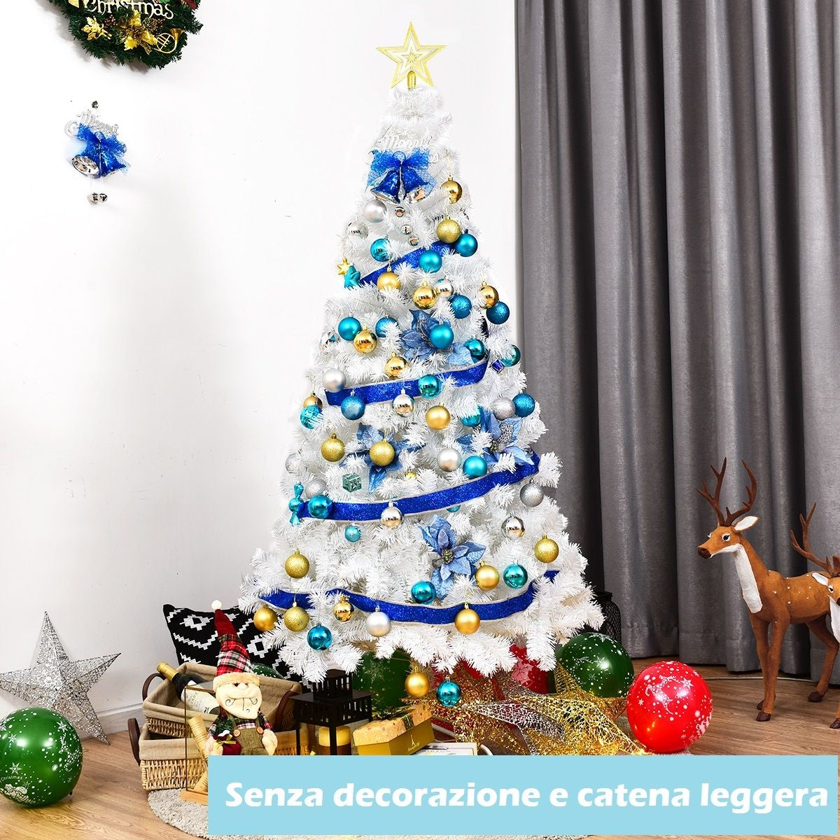 White artificial Christmas tree 6ft (180cm) with metal stand, photo 6