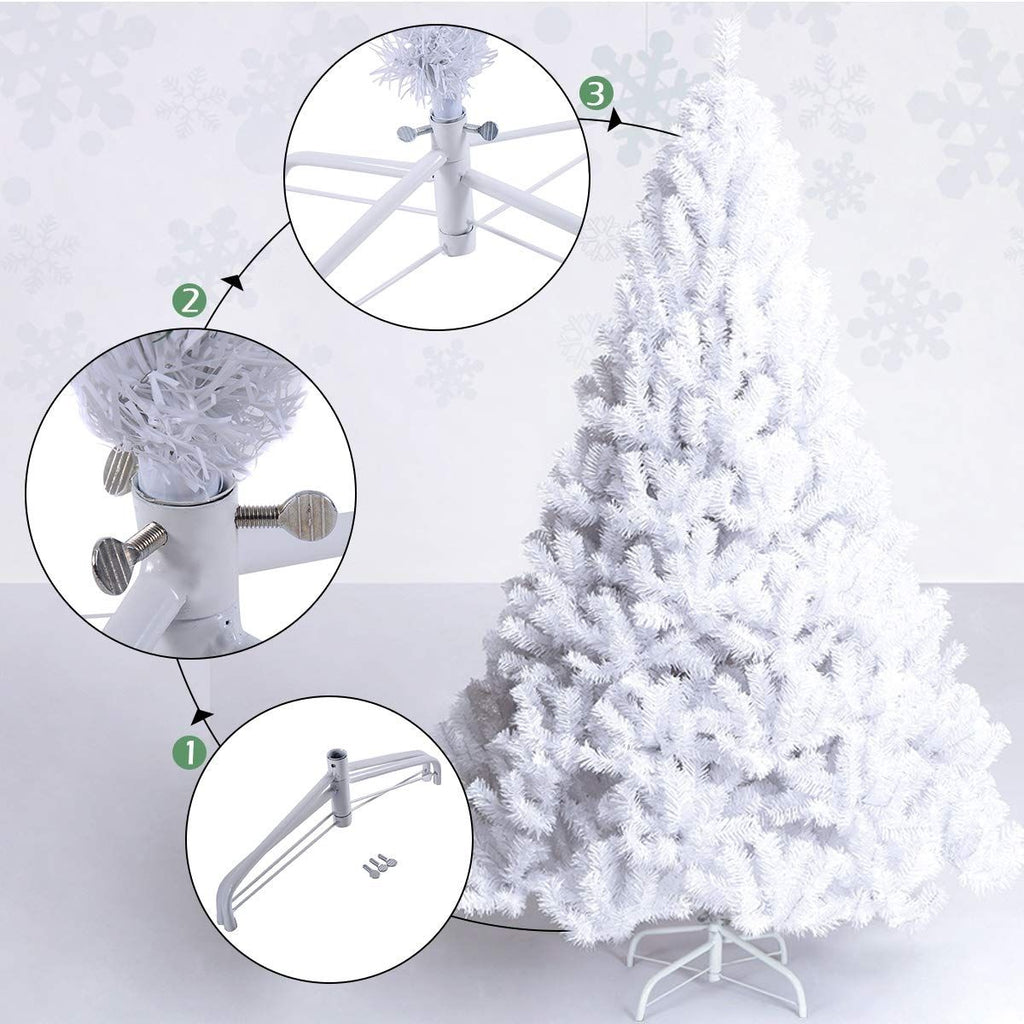 White artificial Christmas tree 6ft (180cm) with metal stand, photo 10