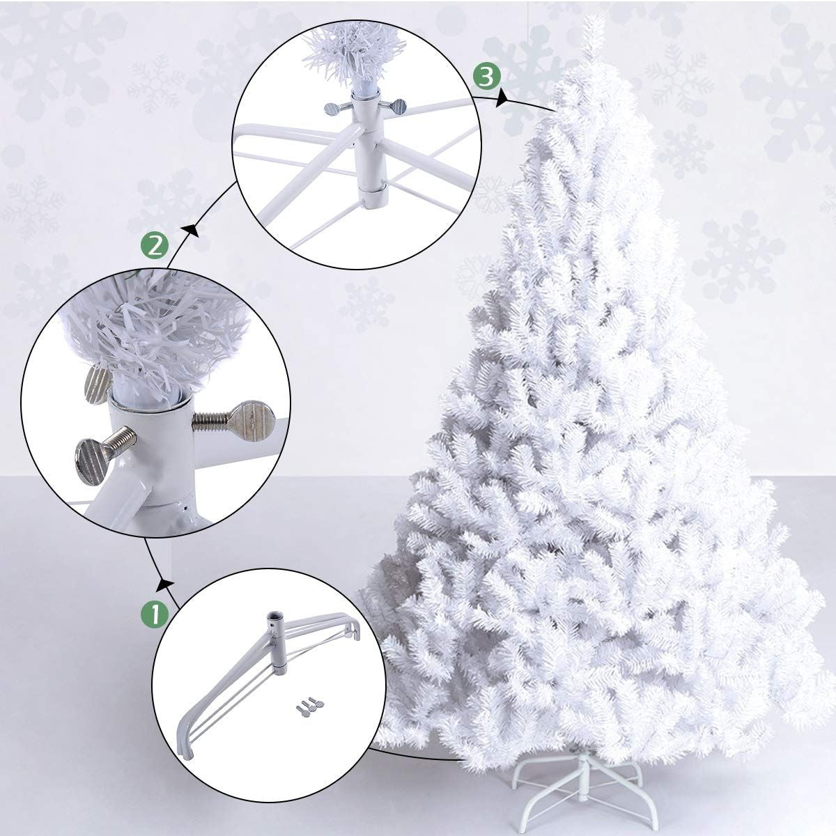 White artificial Christmas tree 6ft (180cm) with metal stand, photo 10