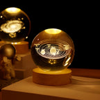 3D crystal ball night light with wooden base, photo 3