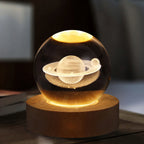 3D crystal ball night light with wooden base, photo 2