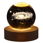 3D crystal ball night light with wooden base, photo 1