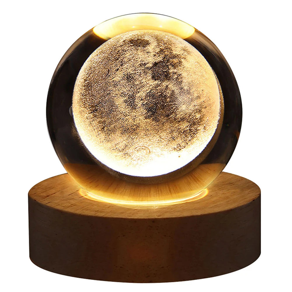 3D crystal ball night light with wooden base, photo 9