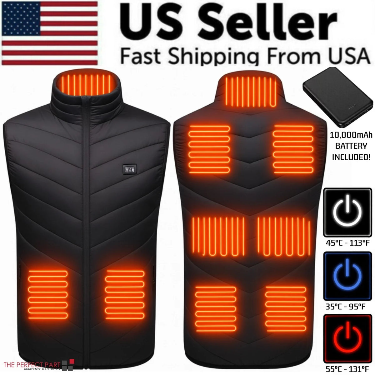 9-zone heated vest with 10,000mAh power bank, photo 1